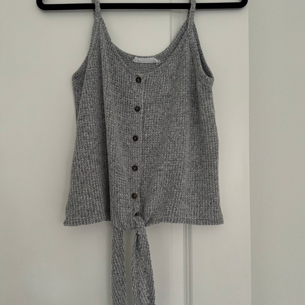 All in Favor Nordstrom women’s grey marl button tie tank top shirt size small